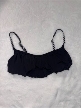 Arizona Jean Co. Black Ruffled Flounce Bikini Top Size Small